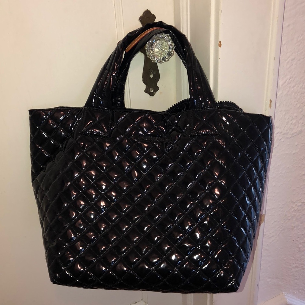 MZ Wallace black lacquer metro tote